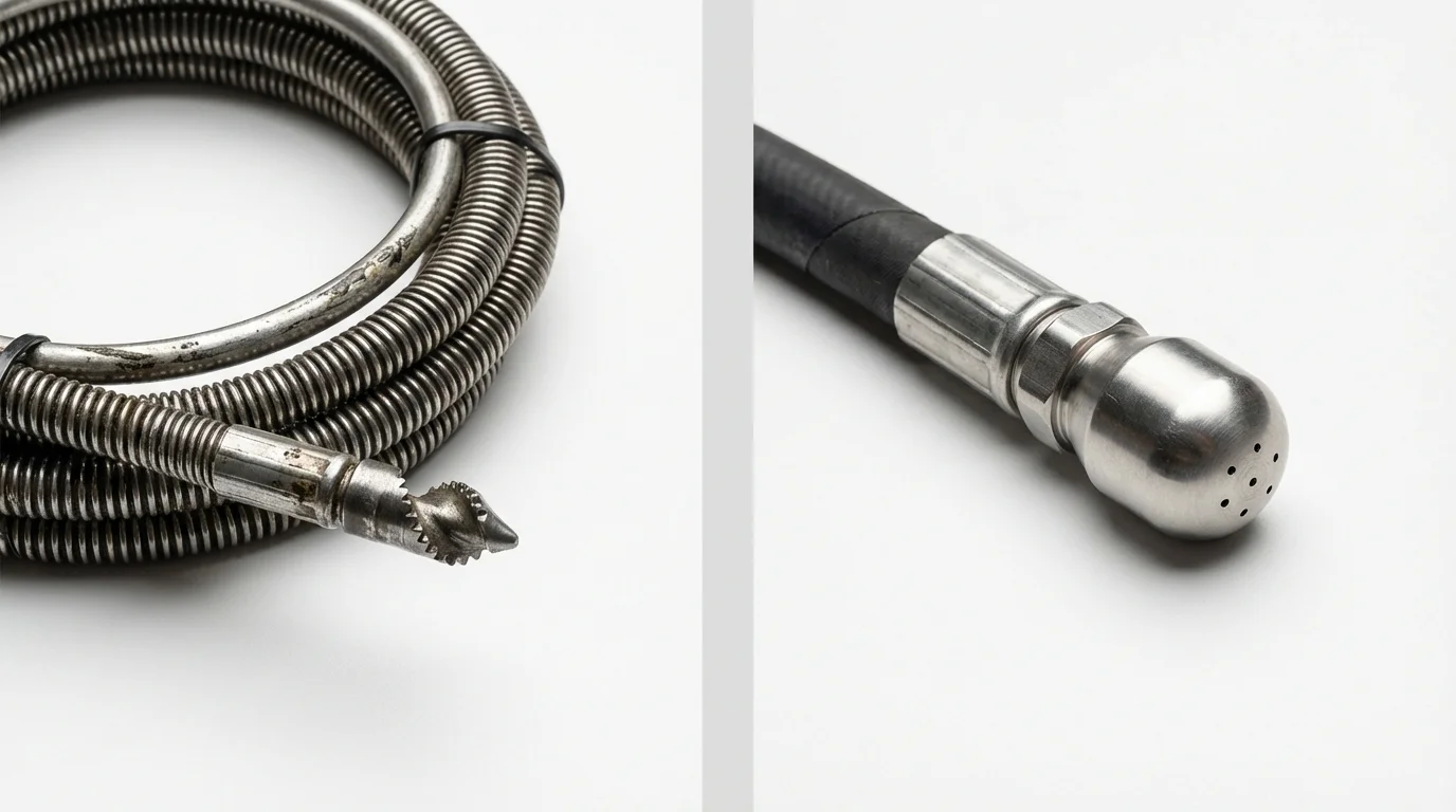 Drain snake cable and hydro jetting nozzle used for drain cleaning in Elkhorn, NE