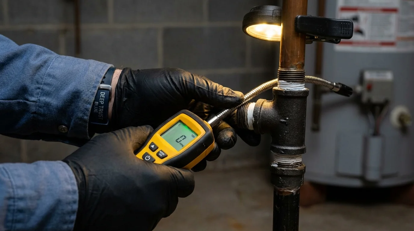 Gas leak detection with electronic sniffer by Johns Plumbing LLC in Elkhorn