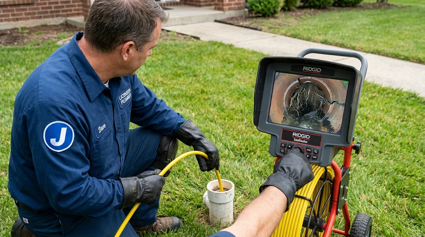 Sewer camera inspection being performed by Johns Plumbing LLC in Elkhorn