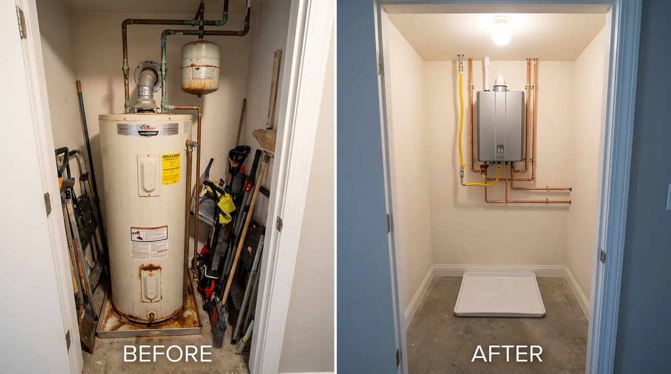 Tank water heater versus wall-mounted tankless unit comparison for Elkhorn, NE homeowners